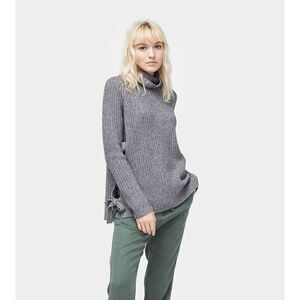 Ugg Ceanne Sweater Size S Gray Wool Blend Turtleneck Oversized Knit Side Tie